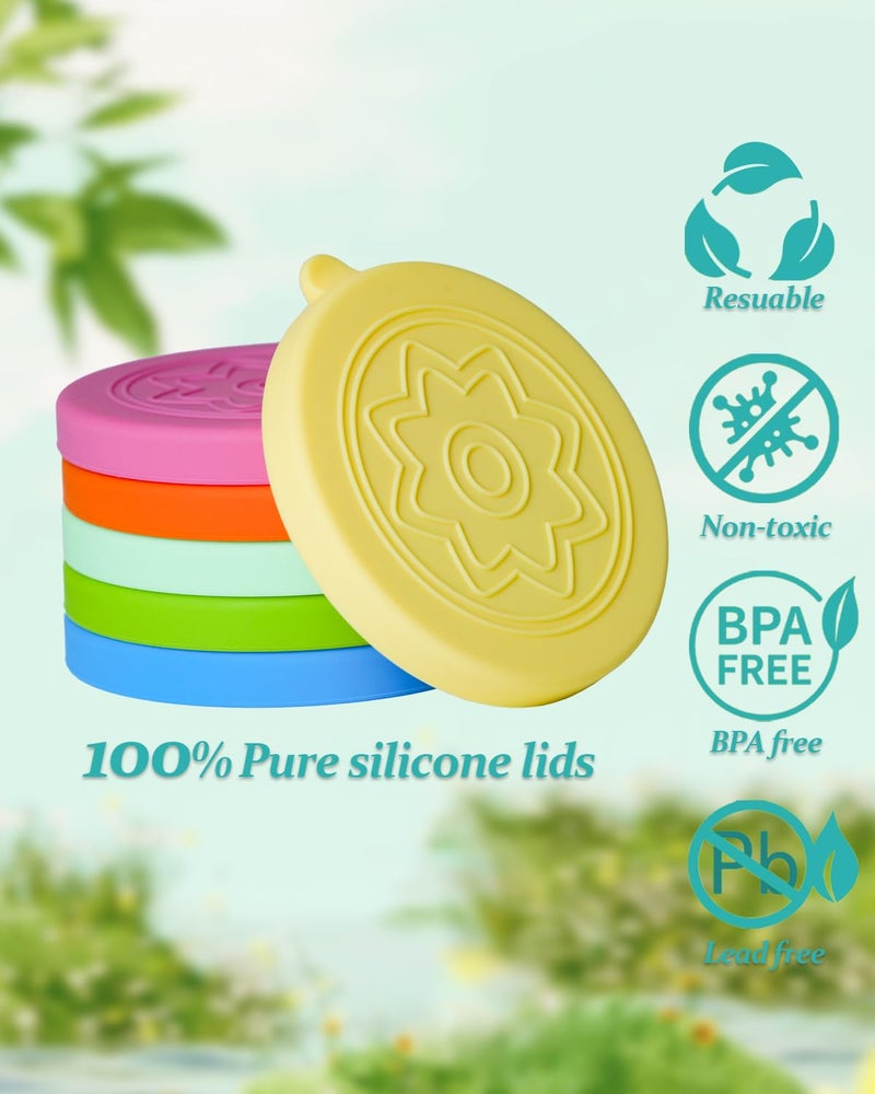 TERESRY 12 Pack Silicone Oui Yogurt Jar Lids with 12 Labels, Food-Grade Lids for 5Oz Oui Yogurt Jars, Reusable Silicone Canning Covers Perfect for Oui Yogurt Bottle(Jar not Includ) - Image 3