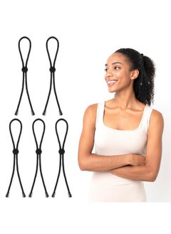 5Pcs Adjustable Headband Afro Puff Ponytail Ties Extra Length Hair Scrunchies Long Hair Rope Hair Accessories For Black Women Girls Thick Natural Kinky Curly Hair Afro Puff Ponytail Hair Bun