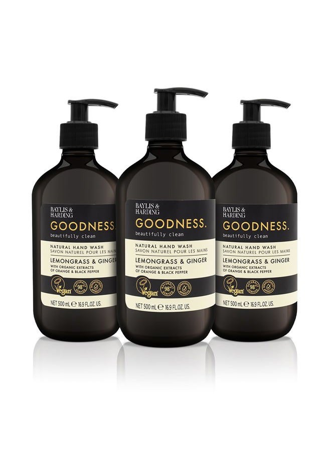 Baylis & Harding غسول يدين بالليمون والزنجبيل من غودنس، 500 مل (عبوة واحدة) | تركيبة طبيعية مع مستخلصات عضوية وزيوت أساسية | فاخر ومنعش | خالي من البارابين | نباتي - Image 1