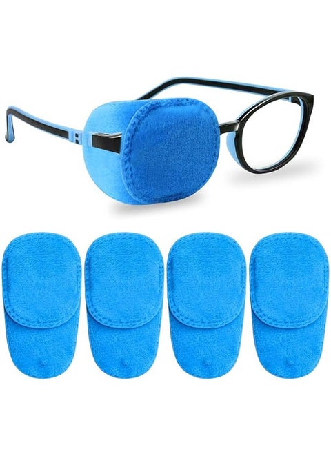 4 Pack Eye Patches for Kids Girls Boys, Right Left Eye Patch for Glasses, Lazy Eye Patch for Children Treating Lazy Eye Amblyopia Strabismus and After Surgery 10 x 5cm Full Coverage (Blue)