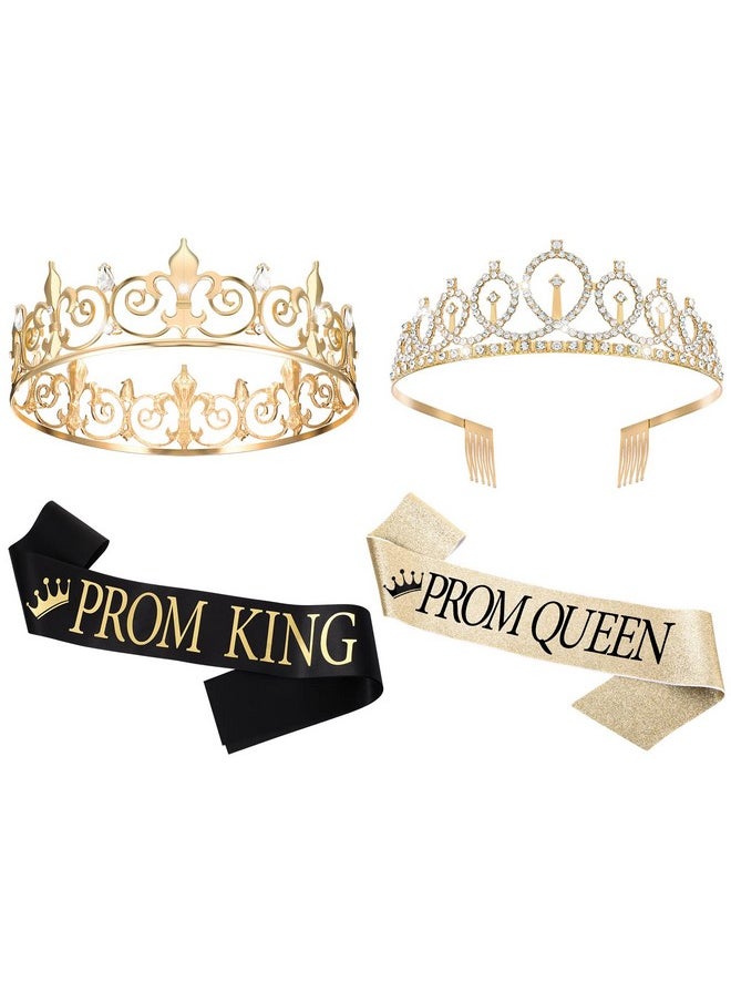Saintrygo Saintrygo Prom King and Queen Crowns - 80s Cosplay Party Favors Tiara, Sash, Shiny Satin for Adults, 2024 Grad (4 Pcs, Graceful Style)  - Image 1