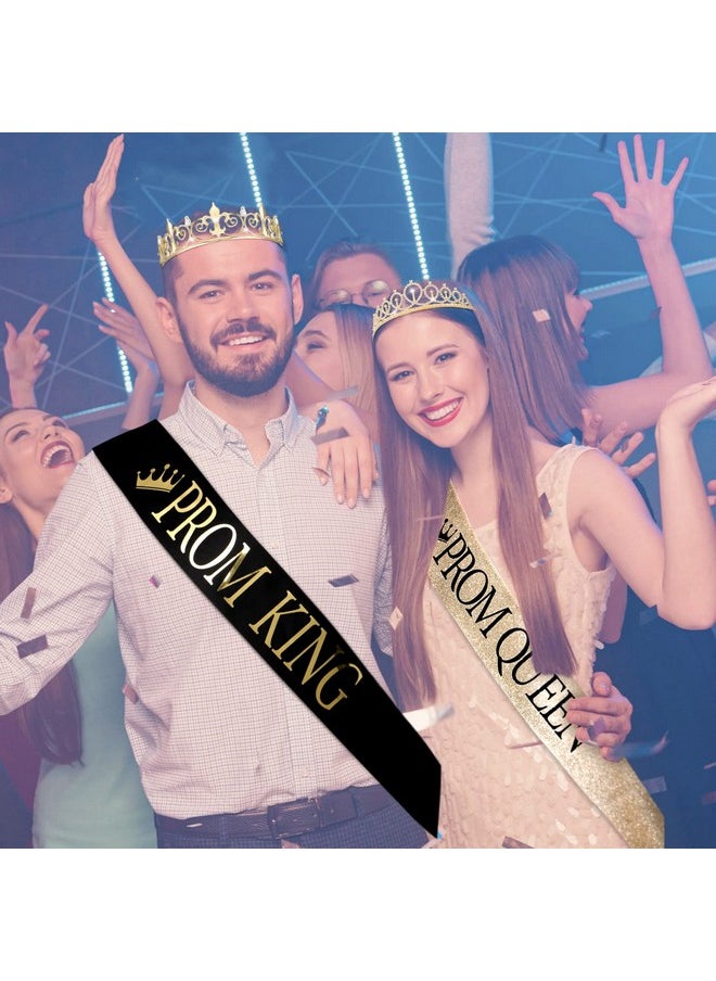 Saintrygo Saintrygo Prom King and Queen Crowns - 80s Cosplay Party Favors Tiara, Sash, Shiny Satin for Adults, 2024 Grad (4 Pcs, Graceful Style)  - Image 3