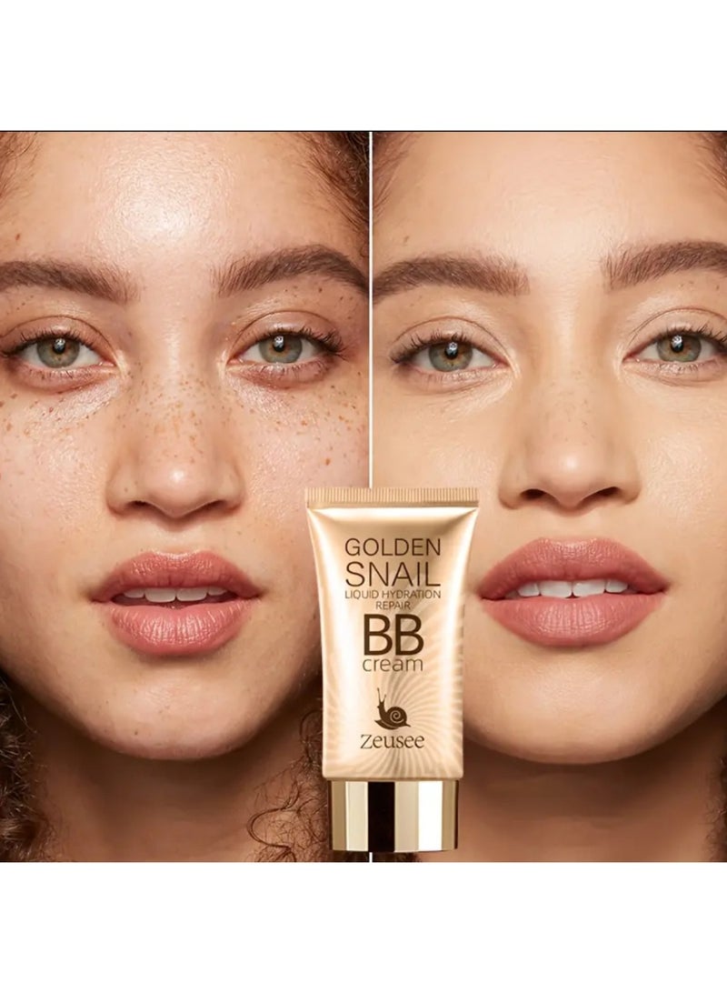 Golden Snail BB Cream - Moisturizing Foundation Primer, Full Coverage Concealer for All Skin Types, Matte Finish, Pore-Hiding & Blemish Covering, BB Cream, Foundation - Image 3