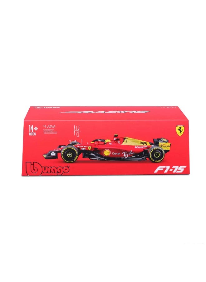 Bburago - Bburago Ferrari Racing F1 #75 Carlos Sainz Die-cast Car (1:24, Red) - Image 1
