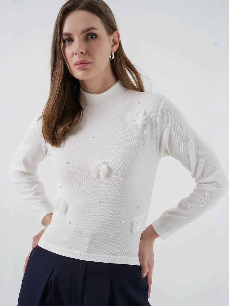 BIG DART BDART 3D Floral Print Long Sleeve Blouse