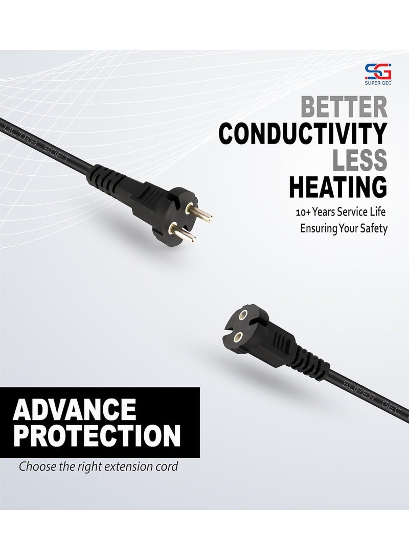 SUPER GEC - Super GEC MaleFemale Extension Cord HighConductivity Copper Wires Multipurpose Suitable for Computers Televisions Kitchen Appliances Power Tools and More 2 Pin 9 Meter Black - Image 1