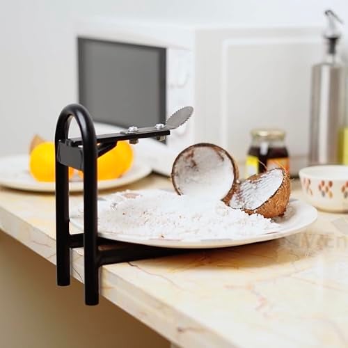 D&V ENGINEERING - Creative in innovation D&V Engineering Metal Tabletop Coconut Scraper/Grater | Sturdy Design | Easy to Use | Sharp 2 mm Stainless Steel Blade | Strong & Stable Construction for Home Kitchen Use (Black) - Image 1