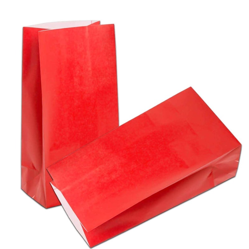 KEYYOOMY 100 CT Small Red Paper Bags Red Party Favor Bags Party Goodie Bag Paper Lunch Bag 100 CT 31 X 51 X 94 In