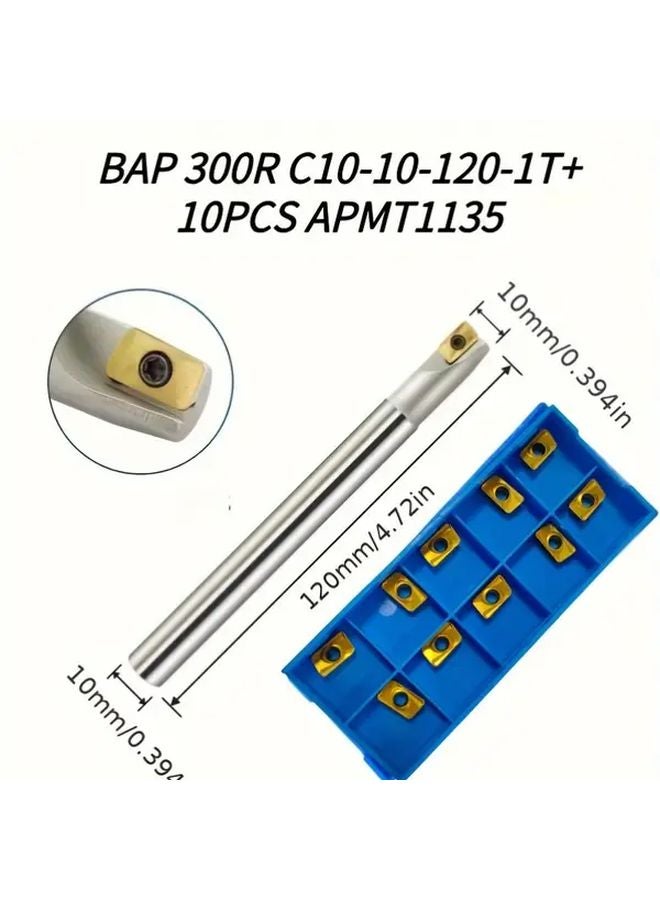 BAP 300R C10 Milling Cutter Holder Kit With 10PCS APMT1135 Carbide Inserts CNC Machining - Image 1