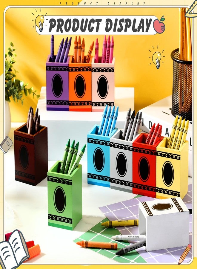 Threehoney 10 Pcs Crayon Organizer Crayon Box Shaped Crayon Holder Wooden Colored Pen Holder Crayon Dispenser Marker Storage Organizer for Back to School for Classroom School Art Storage Supplies - Image 4