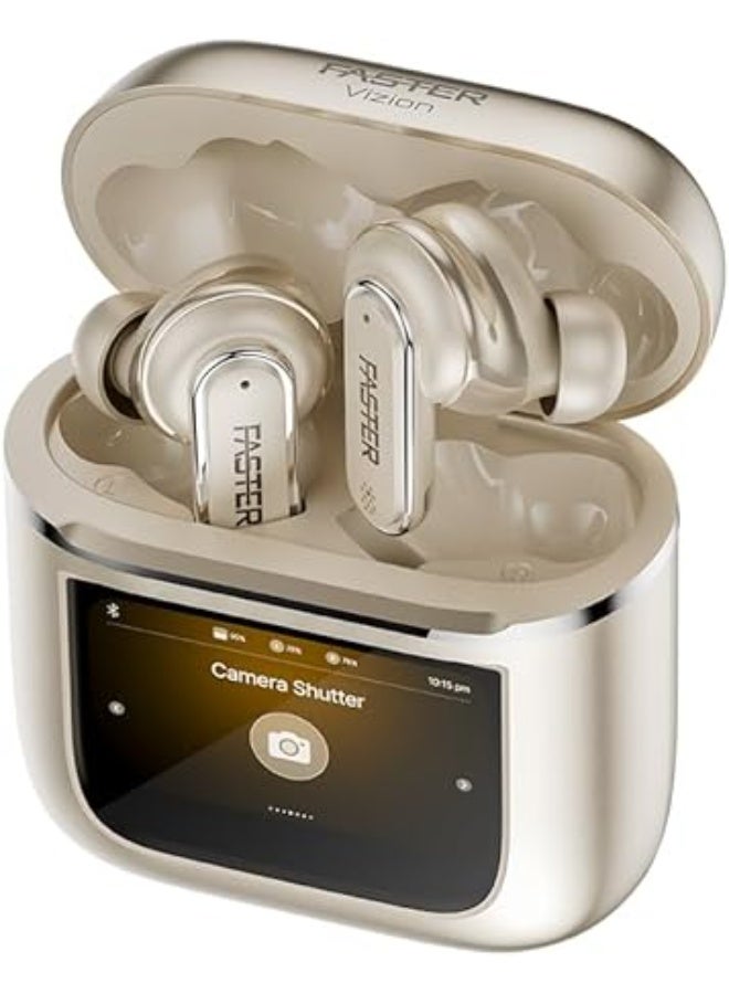 Faster Vizion Wireless Earbuds, Bluetooth 5.4 with ENC, Smart Touch Screen Case, 35H - Image 1