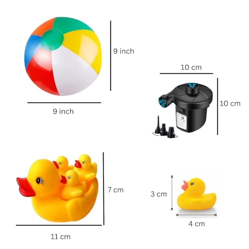 SOLDTRUE Rectangular 6.7 Feet, Kiddie and Adults Pool, Kids Swimming Pool with Electric Air Pump, 2.00 m x 1.5m x 50cm / 6.7" x 60" x 19.6" Inch (6.7 feet, Blue)(4 X Duck) - Image 2