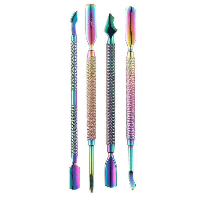 Beauté Secrets Beaut Secrets Cuticle Pusher Kit Dual End Nail Gel Polish Removal Pushers Nail Art Kit Includes Cutting Knife SpearEnd Remover Bell Shape Remover Big Cuticle Cutter Spoon Remover Multicolor - Image 1