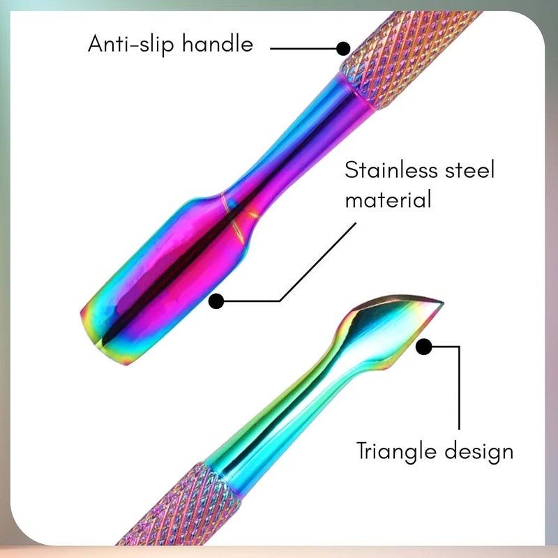 Beauté Secrets Beaut Secrets Cuticle Pusher Kit Dual End Nail Gel Polish Removal Pushers Nail Art Kit Includes Cutting Knife SpearEnd Remover Bell Shape Remover Big Cuticle Cutter Spoon Remover Multicolor - Image 3