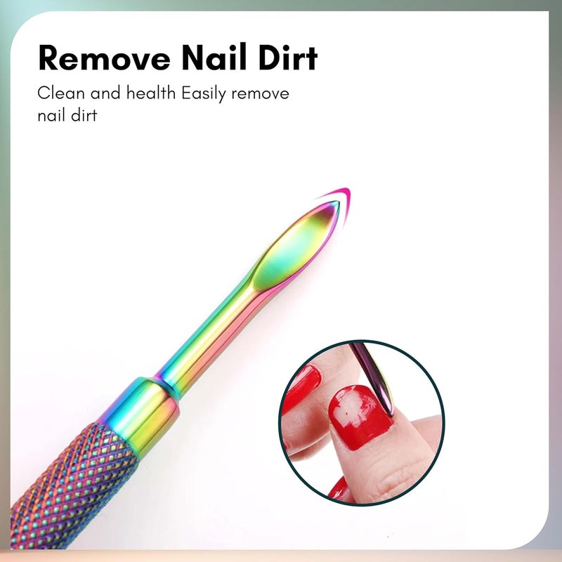 Beauté Secrets Beaut Secrets Cuticle Pusher Kit Dual End Nail Gel Polish Removal Pushers Nail Art Kit Includes Cutting Knife SpearEnd Remover Bell Shape Remover Big Cuticle Cutter Spoon Remover Multicolor - Image 5