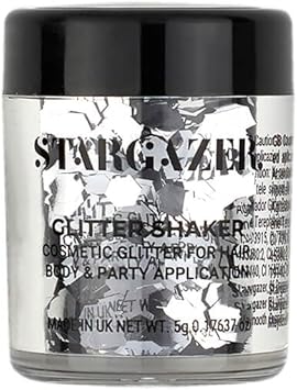 Stargazer Chunky Glitter Shaker Silver Cosmetic glitter for use on the eyes lips face body hair and nails - Image 3