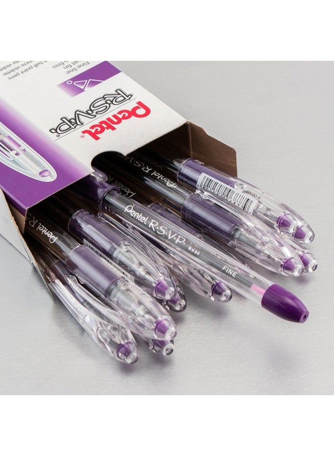 Pentel R.S.V.P. Ballpoint Pen - 0.7mm, Pack of 12, Violet - Image 4
