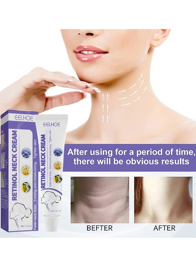 EELHOE Retinol Neck Cream, Fade Neck Lines, Firming And Moisturizing Brighten Skin Neck Massage, Reshape Swan Neck 40G - Image 1