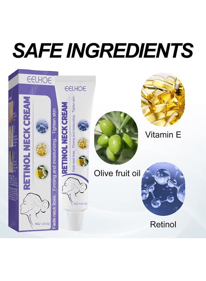 EELHOE Retinol Neck Cream, Fade Neck Lines, Firming And Moisturizing Brighten Skin Neck Massage, Reshape Swan Neck 40G - Image 2