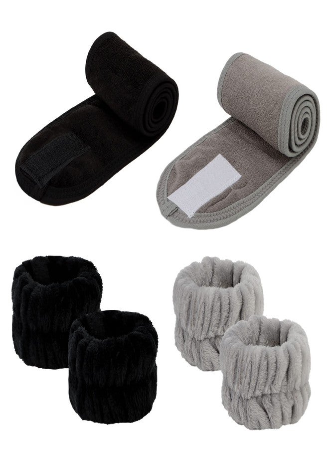ACO-UINT 6Pcs Spa Headbands and Wrist Washbands Set, Makeup Headbands, Skincare Face Towel Wristbands for Women - Image 1