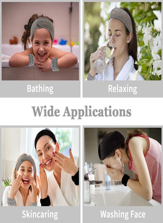 ACO-UINT 6Pcs Spa Headbands and Wrist Washbands Set, Makeup Headbands, Skincare Face Towel Wristbands for Women - Image 3