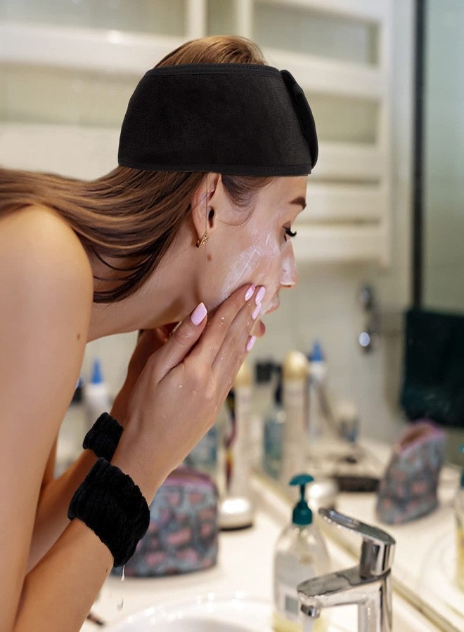 ACO-UINT 6Pcs Spa Headbands and Wrist Washbands Set, Makeup Headbands, Skincare Face Towel Wristbands for Women - Image 2