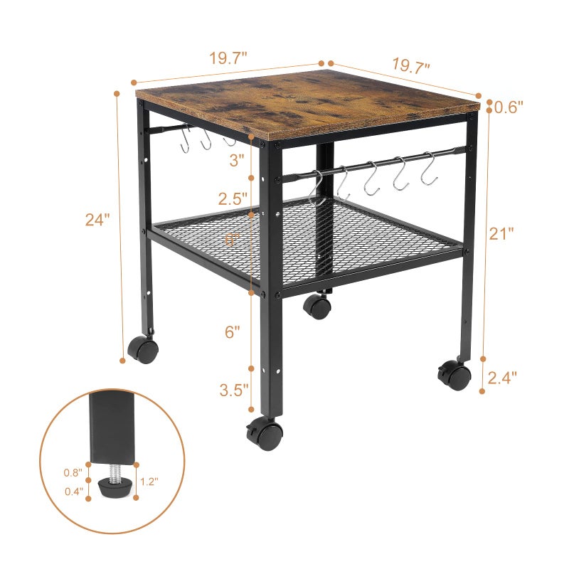 onlytak Rustic End Table, 2-Tier Side Table with Adjustable Height Shelf, 19.7" x 19.7" x 24", 143 lb Weight Capacity, Great for Mini Fridge Stand, Printer Stand, Aquarium Stand, Nightstand, Coffee Table - Image 2