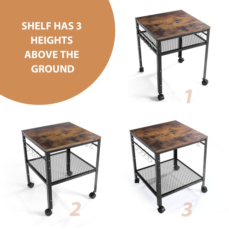 onlytak Rustic End Table, 2-Tier Side Table with Adjustable Height Shelf, 19.7" x 19.7" x 24", 143 lb Weight Capacity, Great for Mini Fridge Stand, Printer Stand, Aquarium Stand, Nightstand, Coffee Table - Image 3