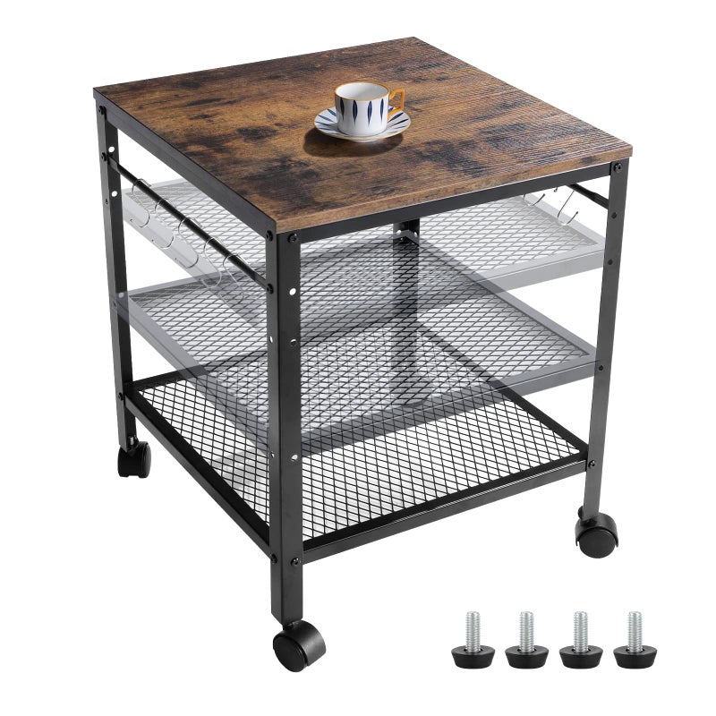 onlytak Rustic End Table, 2-Tier Side Table with Adjustable Height Shelf, 19.7" x 19.7" x 24", 143 lb Weight Capacity, Great for Mini Fridge Stand, Printer Stand, Aquarium Stand, Nightstand, Coffee Table - Image 1