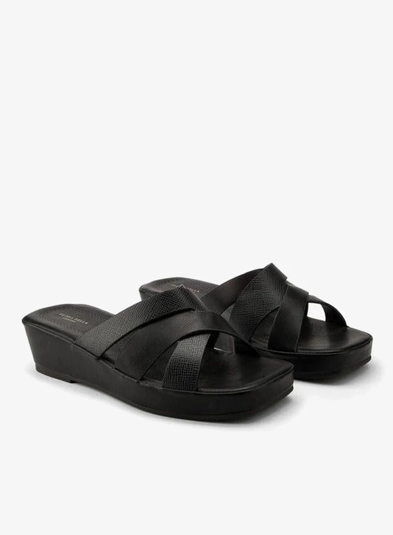 Textured Criss-Cross Wedge Sandals