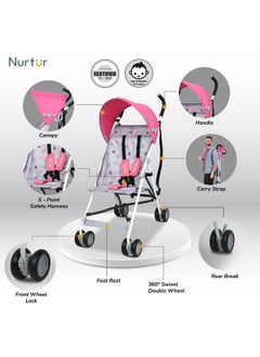Nurtur Multicolour Lightweight Rex Buggy Stroller With Compact Foldable Canopy, Shoulder Strap For 6-36 Months  - Image 2