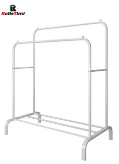 RollsTimi  Garment Rack，Freestanding Hanger Double Pole Multi-functional Bedroom Clothing Rack, White  - Image 2