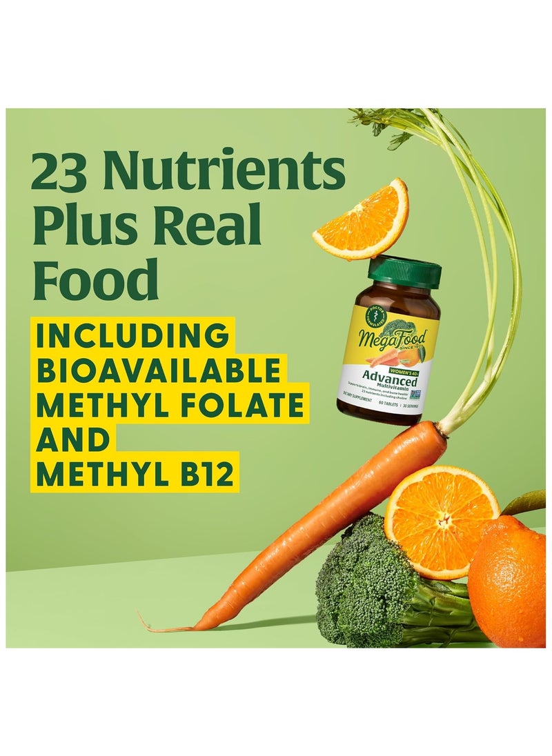 MegaFood MegaFood Women's 40+ Advanced Multivitamin Suppots Brain,Immune and bone health 23 nutrients including choline Dietary Supplement - 60 Tabs (30 servings)  - Image 4