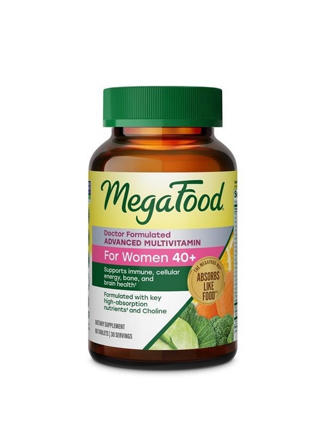 MegaFood Advanced Multivitamin for Women 40+ Doctor Formulated, 60 Tablets,Immune Support, Cellular Energy, Bone & Brain Health, with Choline, Methylfolate, Vitamin C, Non-GMO, Vegetarian, 30 Servings - Image 1