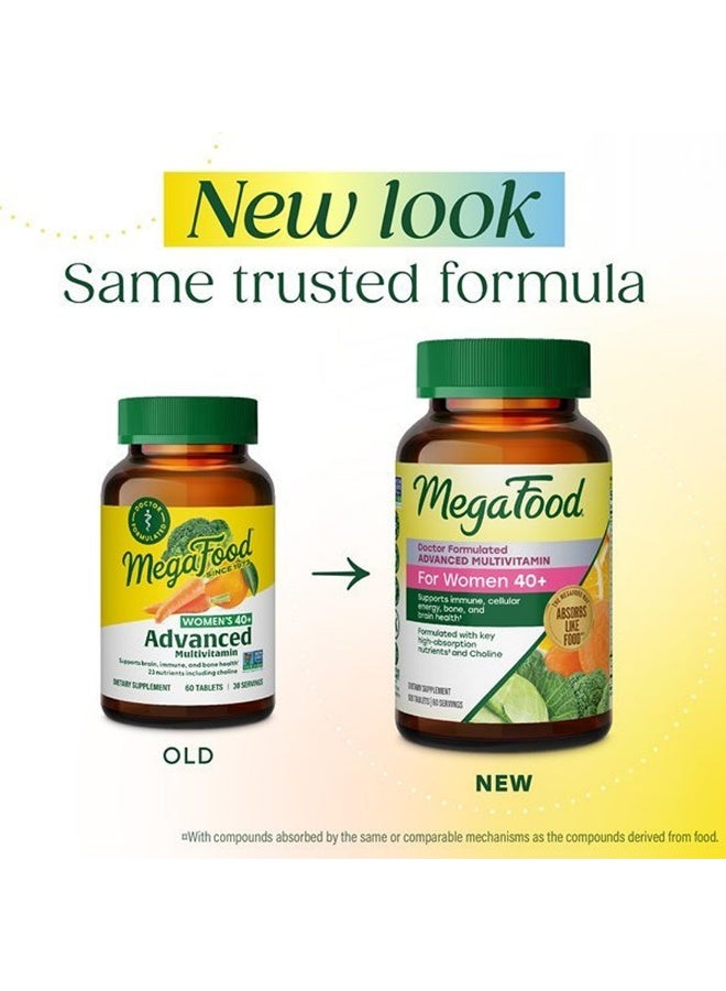 MegaFood Advanced Multivitamin for Women 40+ Doctor Formulated, 60 Tablets,Immune Support, Cellular Energy, Bone & Brain Health, with Choline, Methylfolate, Vitamin C, Non-GMO, Vegetarian, 30 Servings - Image 2
