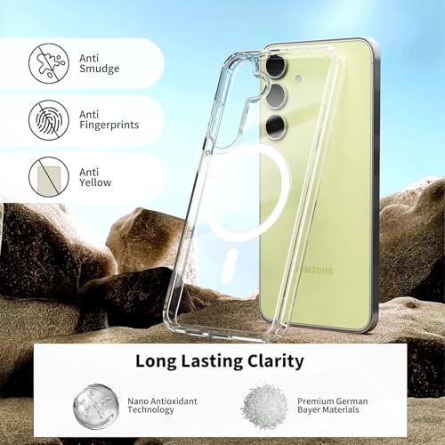 DIZORO Magnetic for Samsung A16 5G Case Clear [Compatible with MagSafe][Anti-Yellowing][Built-in 4 Airbags][Military Grade Protection][Shockproof Slim] Samsung A16 Phone Back Cover (Clear) - Image 2
