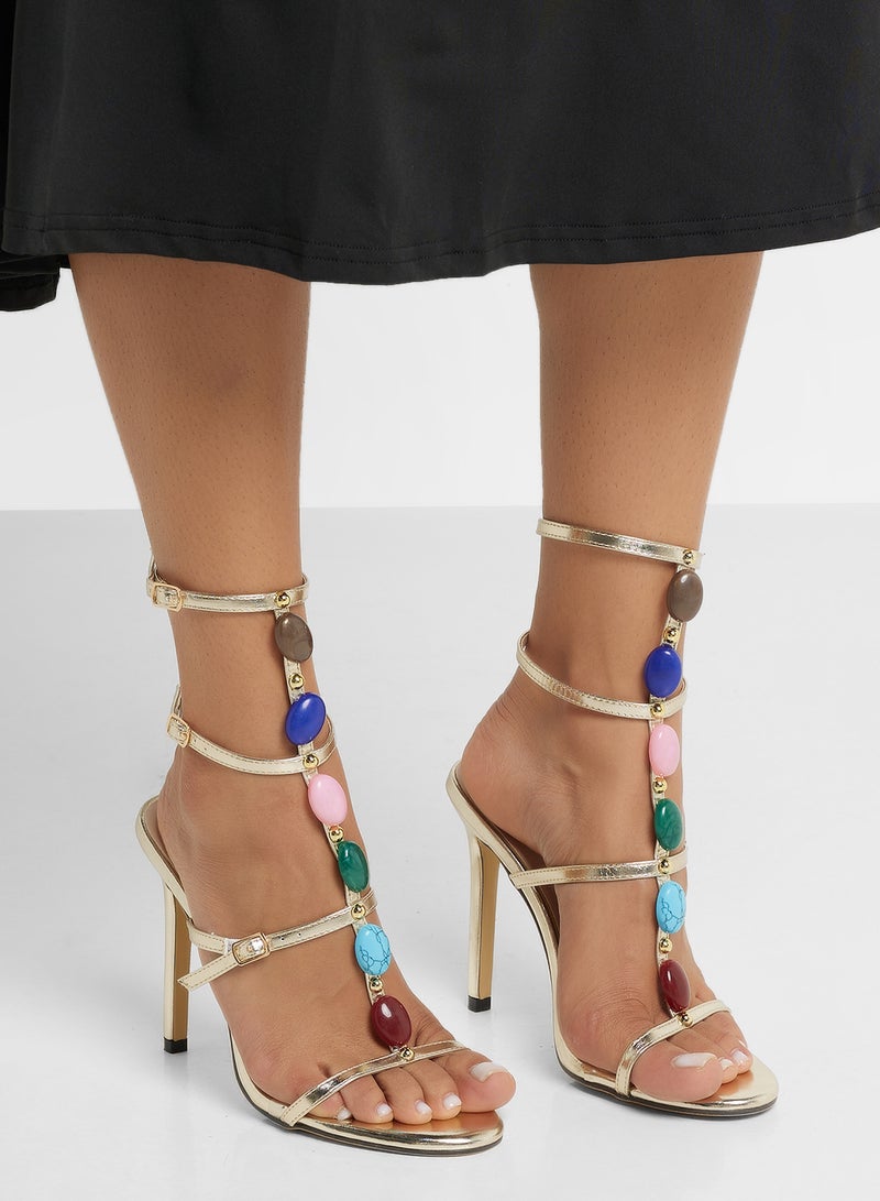 Ginger Stone Detail Heeled Sandal  - Image 1
