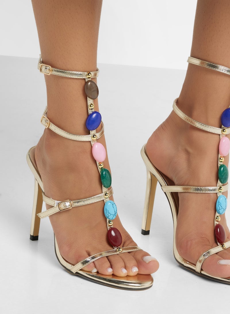 Ginger Stone Detail Heeled Sandal  - Image 3