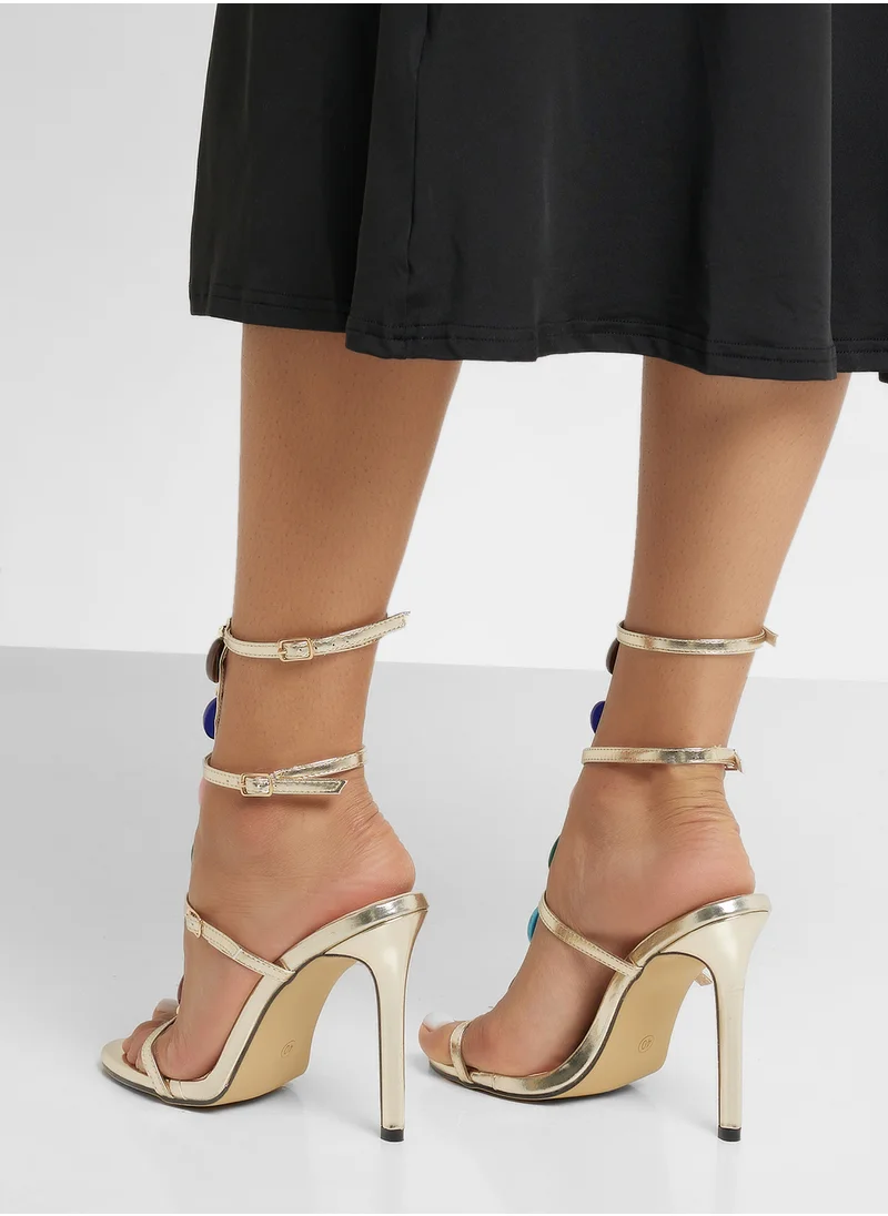 جينجر Stone Detail Heeled Sandal