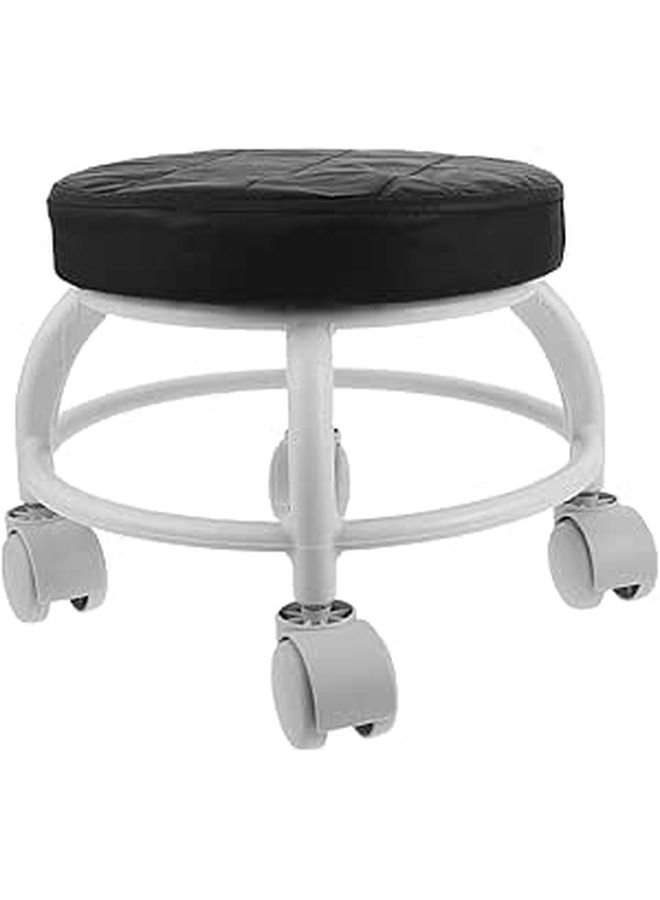 Heavy Duty Rolling Stool With Swivel Wheels Small Round Pedicure Stool For Salon And Spa Black Portable Beauty Foot Rest Seat - Image 1