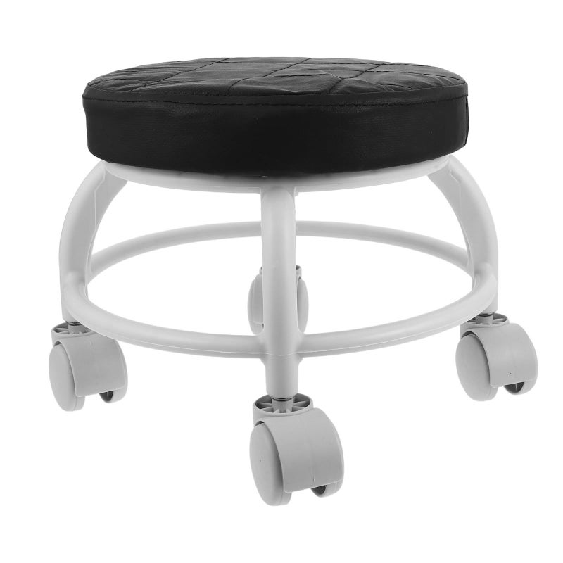 Heavy Duty Rolling Stool With Swivel Wheels Small Round Pedicure Stool For Salon And Spa Black Portable Beauty Foot Rest Seat - Image 2