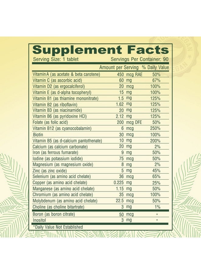 DEVA Tiny Tablets Vegan Multivitamins for Women & Men, Multivitamin with Iron, Mineral Supplement, Vitamin C, Vitamin B Complex, Vitamin B12, Vitamin E, Zinc, Gluten Free, 90 Tablets (Pack of 2) - Image 4