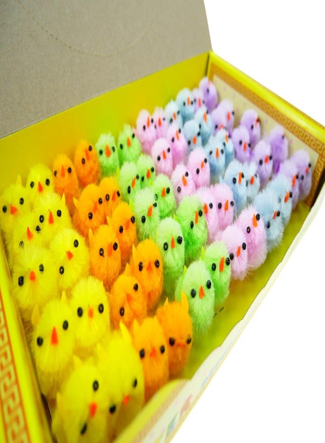 DearSun Pack of 60pcs, 1.10 inches High Rainbow Mini Chicks Small Easter Chicks Chenille Chicks Easter Bonnet Decoration Easter Cake Decoration (Rainbow 1.1" 60pcs) - Image 3