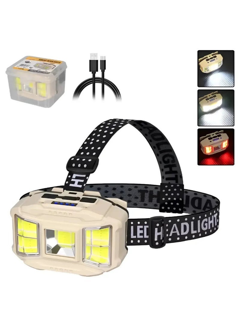 Powerful LED Induction Headlamp 4 Lighting Modes Type-C Charge Head Flashlight Outdoor Waterproof Camping Fishing Headlight - Image 1