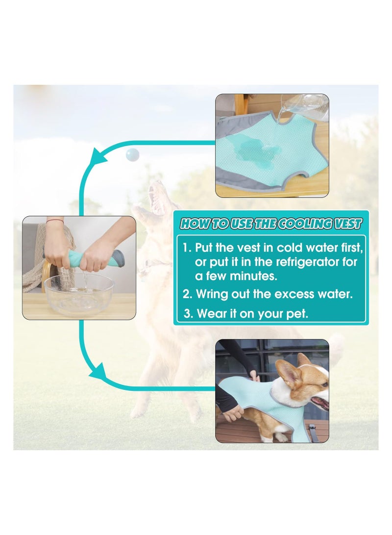 سترة تبريد للكلاب - معطف تبريد تبخيري للكلاب، سترة ثلجية شبكية قابلة للتنفس مع أحزمة قابلة للتعديل، مثالية للكلاب الصغيرة والمتوسطة والكبيرة (مقاس م) - Image 2