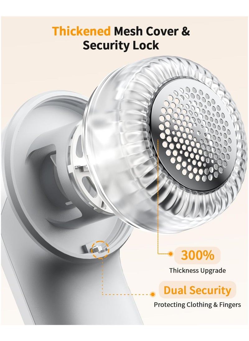 Cuken - Fabric Shaver, Rechargeable Lint Shaver with Digital Display, Electric Portable Sweater Shaver with 6 Leaf Blades and Safety Lock, 3 Speeds Lint Remover to Remove Pilling for Clothes, Furniture White - Image 1