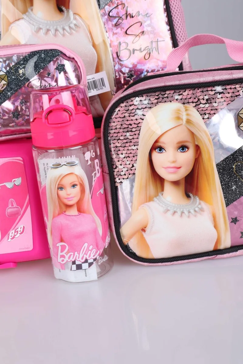 Barbie Licensed Mysterious Glitter Collection Kindergarten, Pen and Lunch Box, Lunch Box Set with Water Bottle