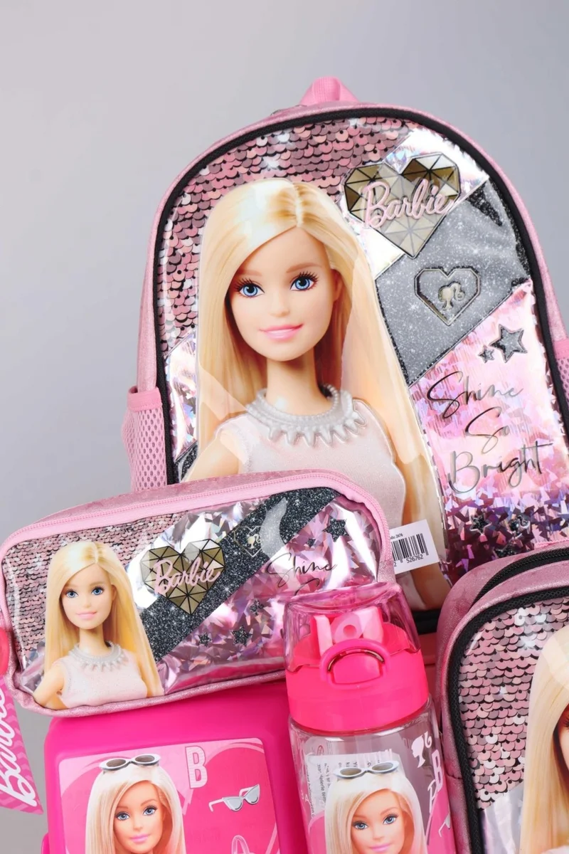Barbie Licensed Mysterious Glitter Collection Kindergarten, Pen and Lunch Box, Lunch Box Set with Water Bottle