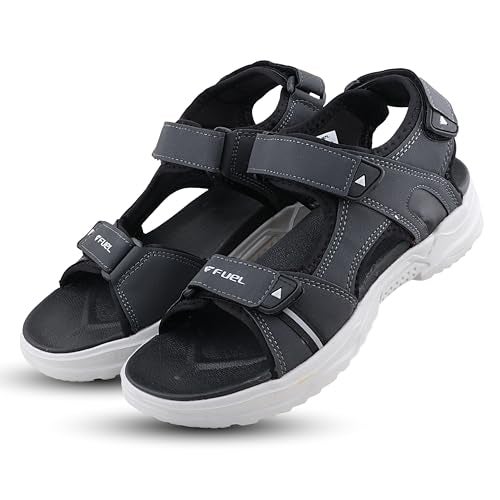 FUEL Combat-03 Breathable, Shock-Absorbing Sports Sandals for Men Adjustable Velcro with Grip Sole (10UK,Grey) - Image 4