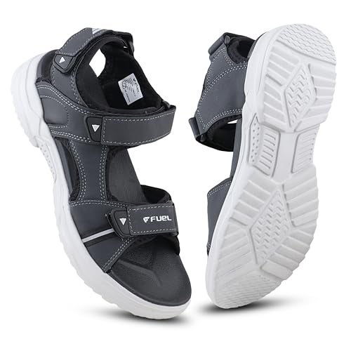 FUEL Combat-03 Breathable, Shock-Absorbing Sports Sandals for Men Adjustable Velcro with Grip Sole (10UK,Grey) - Image 1